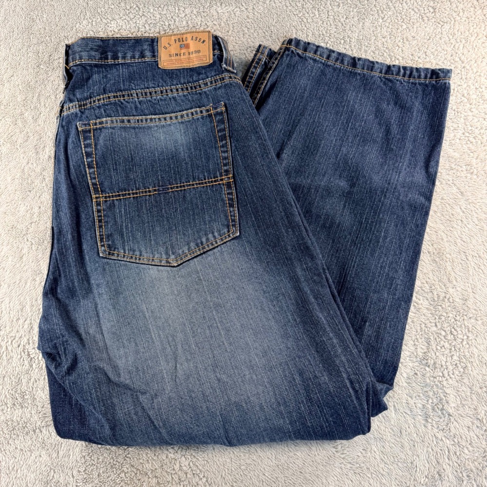 US Polo Assn Relaxed Fit Straight Leg Jeans Classic Casual Mens 38x30 Blue Denim